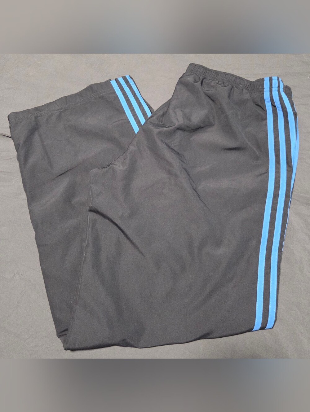 adidas Black Athletic Shorts with Light Blue Side Stripes